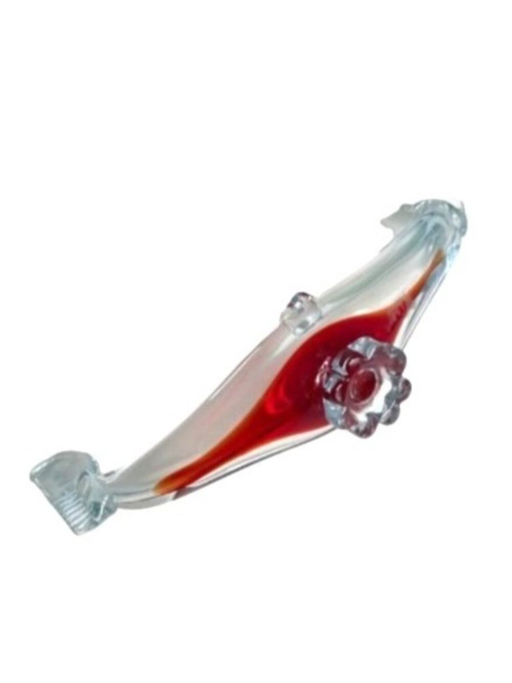 Vintage MCM Murano Glass Gondola Ashtray Ruby Red and Clear Sommerso Italian Art